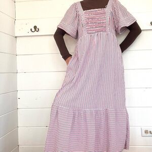 Old Navy Soft Striped Square-Neck Cotton-Blend Smock Maxi-Dress. Size M.
